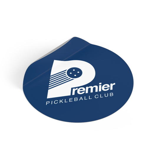 Blue Round Vinyl Sticker — Premier Pickleball with Golf Ball Accent