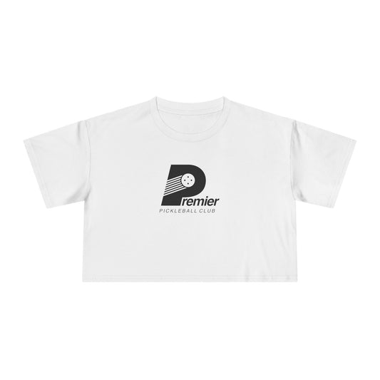 Premier Pickleball Women's Crop Tee — Casual Athletic Crop Top for Pickleball Players - White