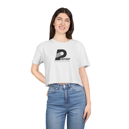 Premier Pickleball Women's Crop Tee — Casual Athletic Crop Top for Pickleball Players - White