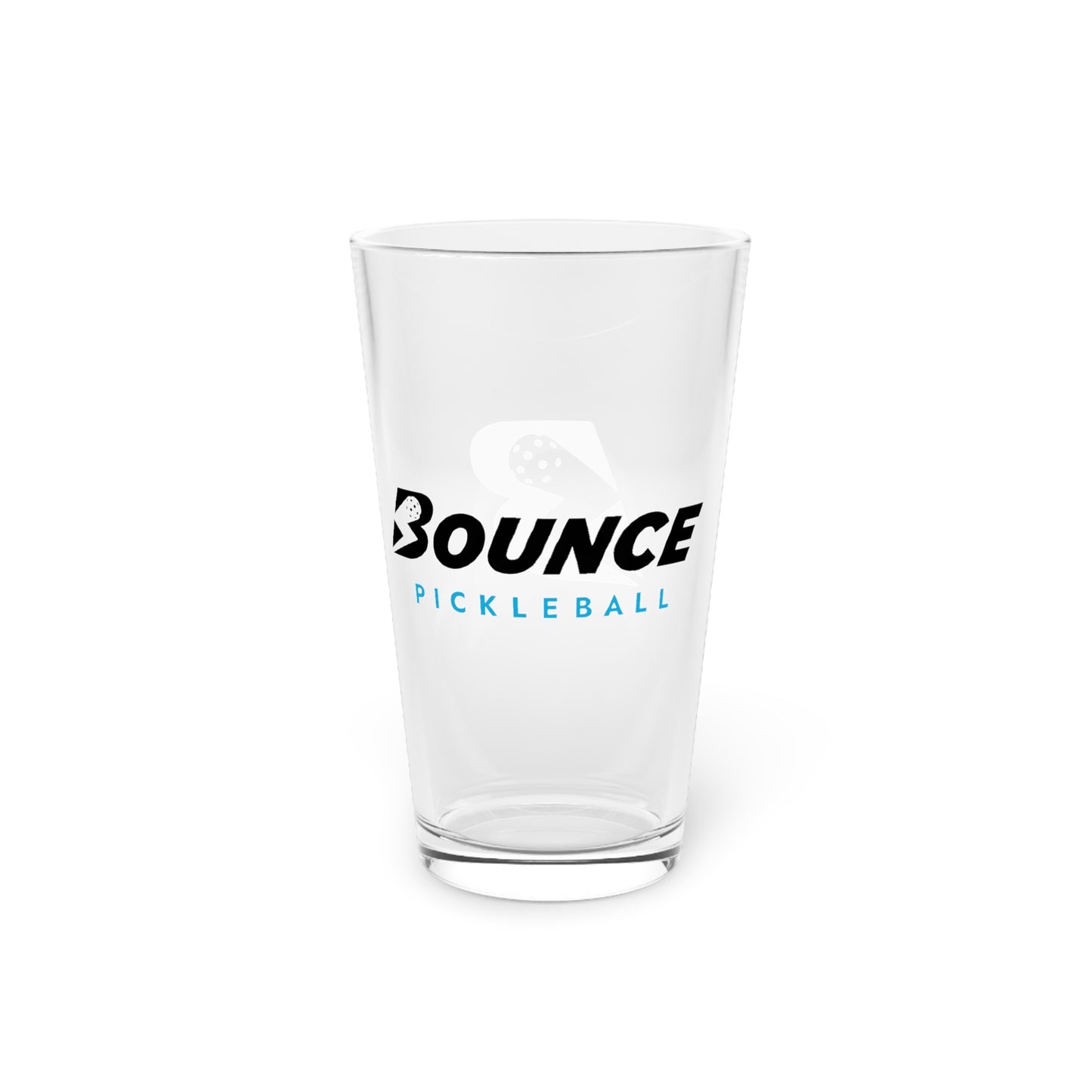 Pickleball Pint Glass — 'Bounce Pickleball' 16oz Beer Glass