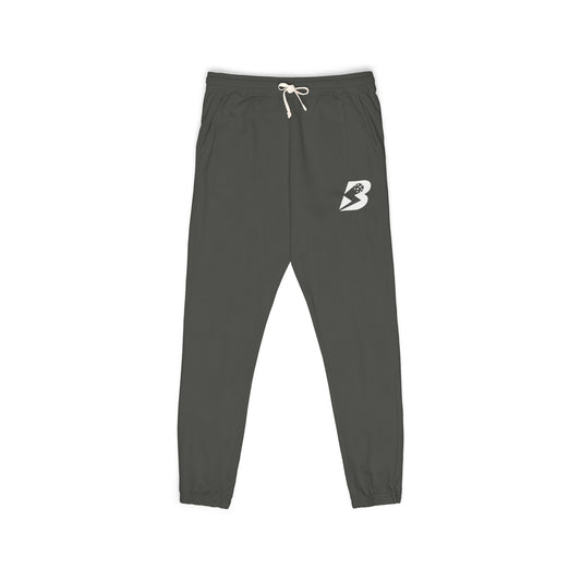 Fleece Sweatpants — Distressed 'B' Logo Joggers