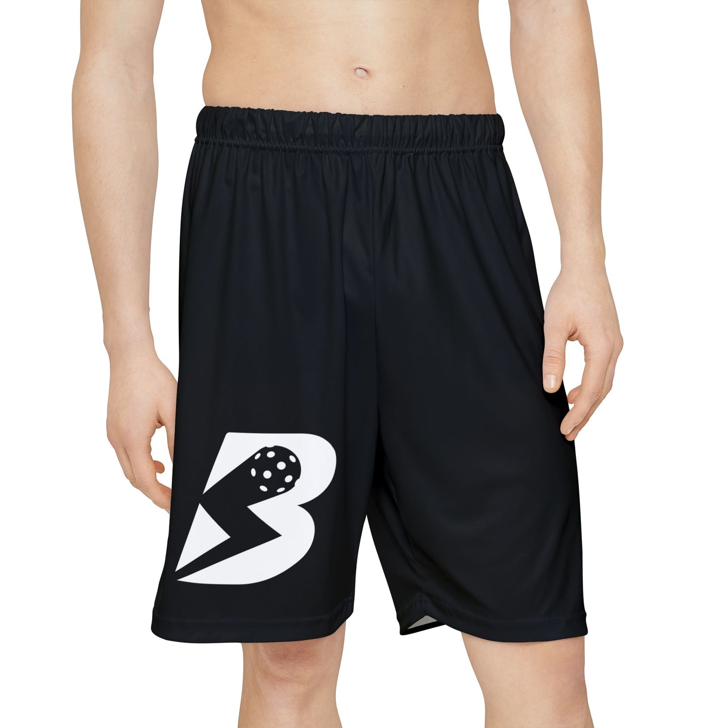 Men’s Athletic Shorts — Black Sports Shorts with 'B' Logo