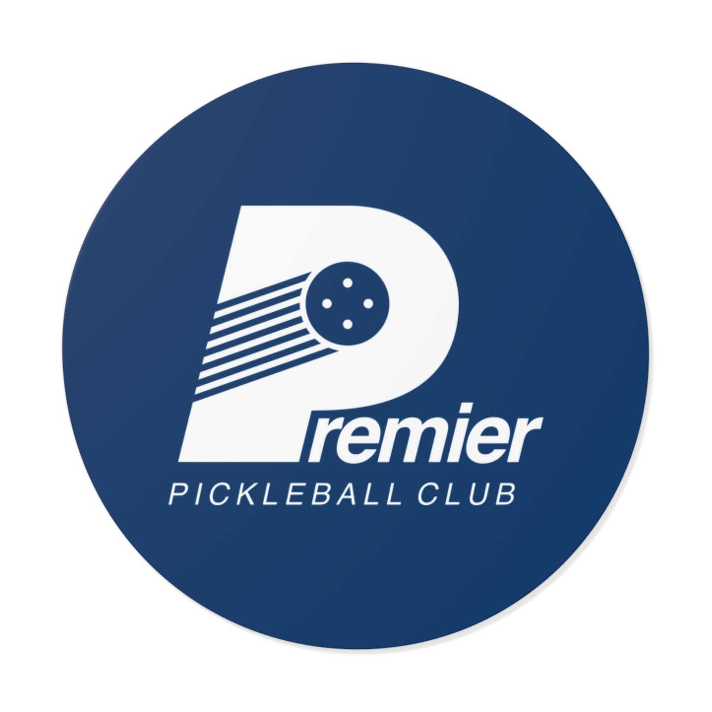 Blue Round Vinyl Sticker — Premier Pickleball with Golf Ball Accent