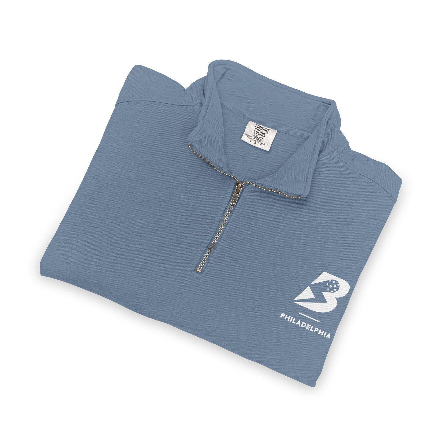 Blue Quarter-Zip Sweatshirt with Small 'B' Logo – Casual Athletic Pullover
