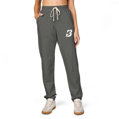 Fleece Sweatpants — Distressed 'B' Logo Joggers