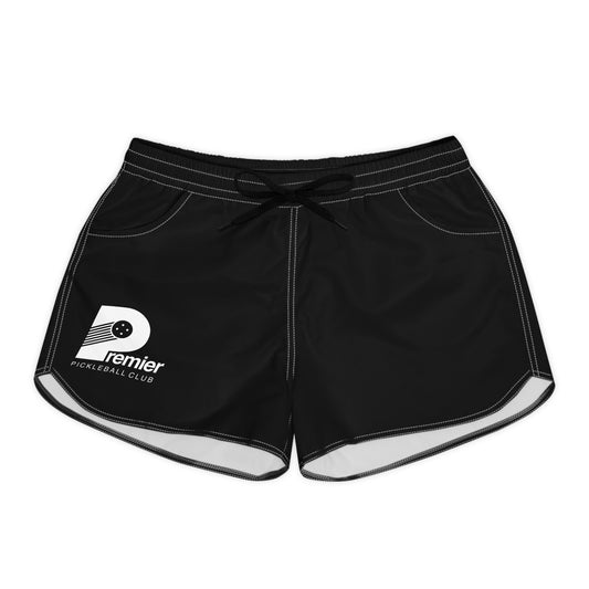 Women's Black Athletic Shorts with Premier Pickleball Logo — Casual Running & Lounge Shorts