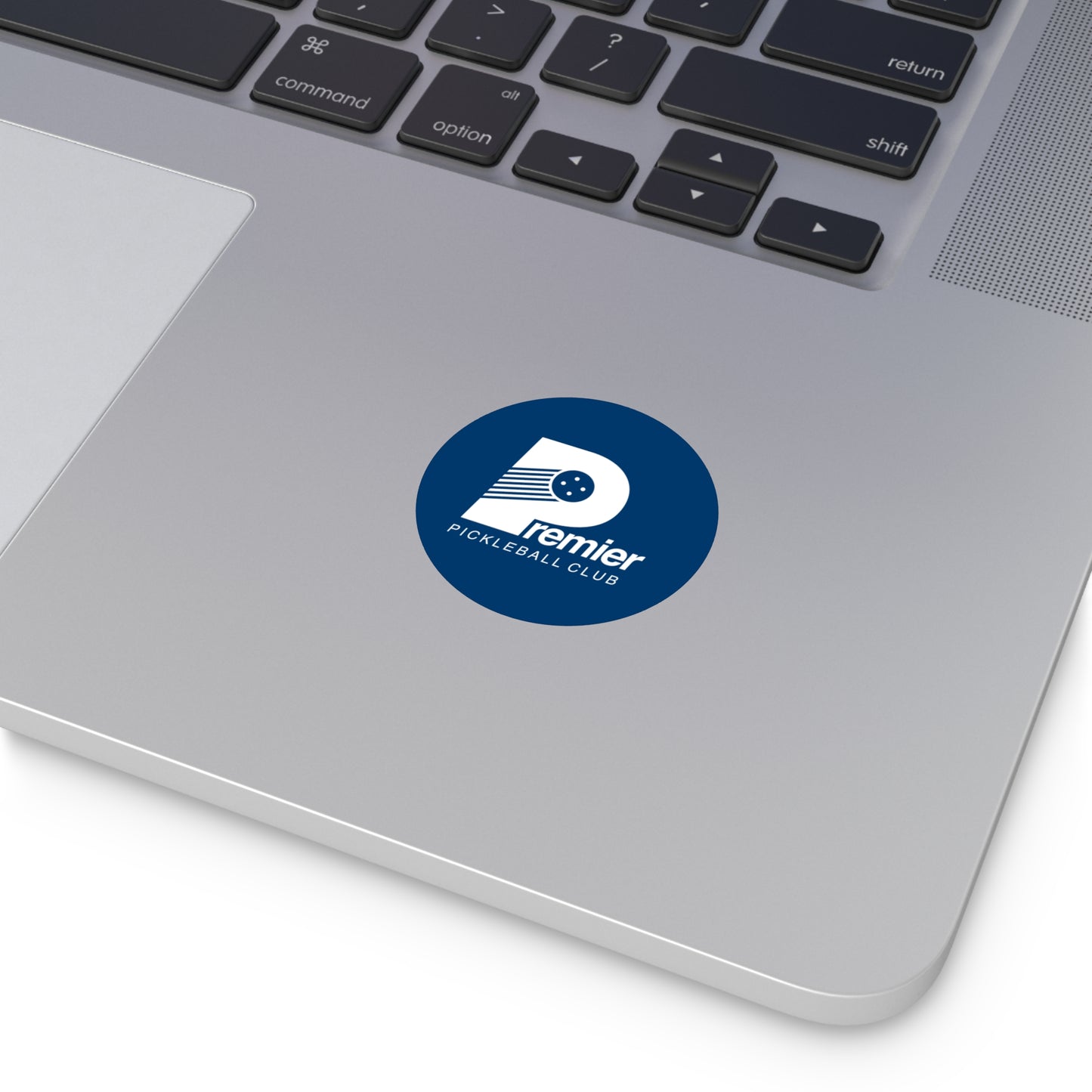 Blue Round Vinyl Sticker — Premier Pickleball with Golf Ball Accent