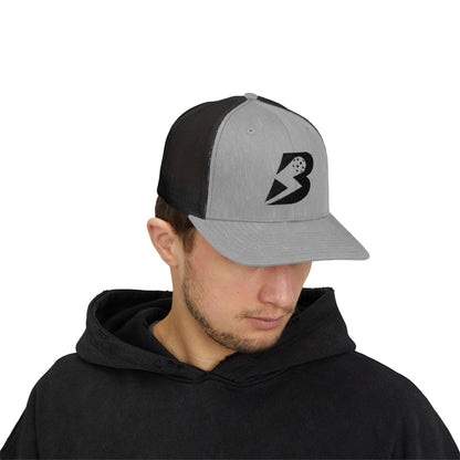 Trucker Cap with Retro 'B' Bolt Logo — Casual Snapback Hat
